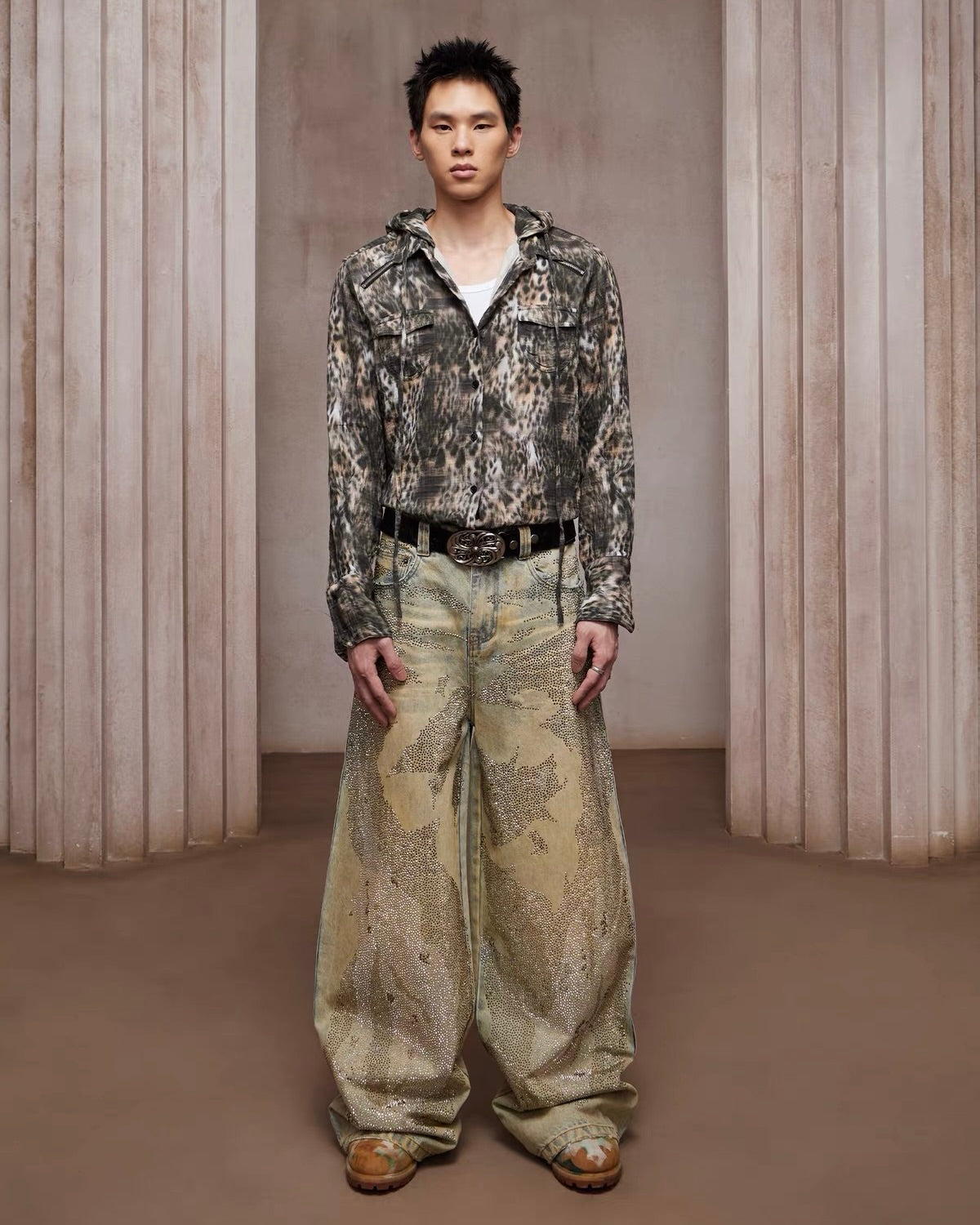 【DND4DES】Rhinestone Dirty Wash Denim Pants