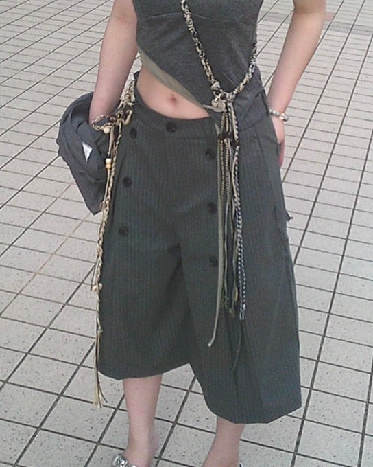 7/17 20:00 発売 国際配送【Nerd out XU】seven point stripe wide leg pants (2color)