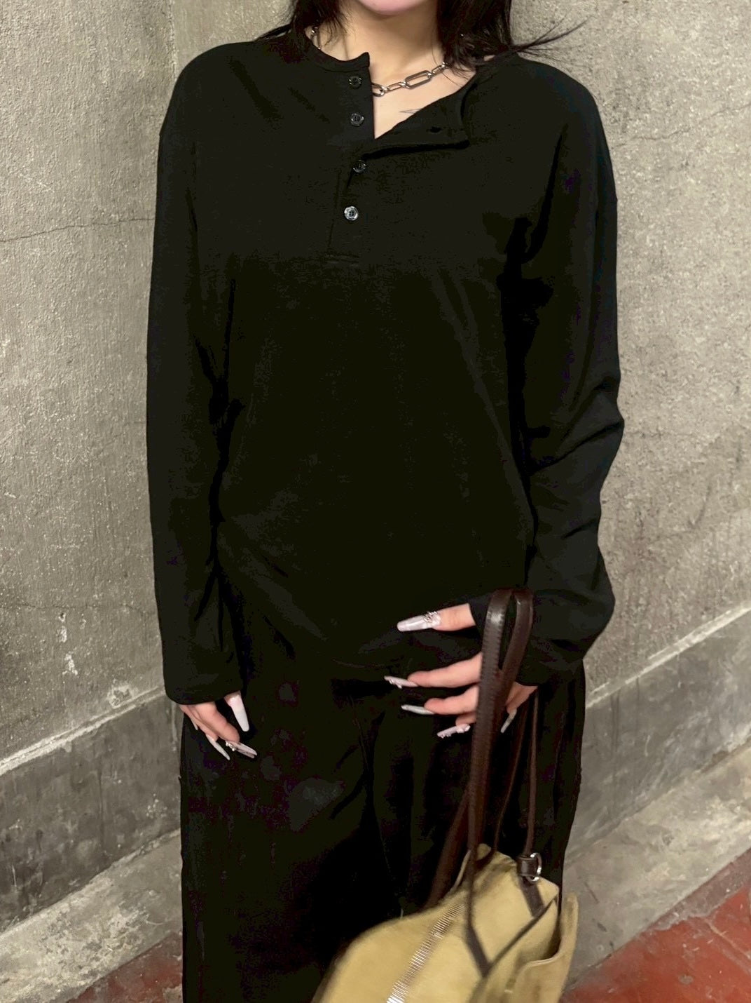 受注制【youll】basic henry neck long sleeve (2color)