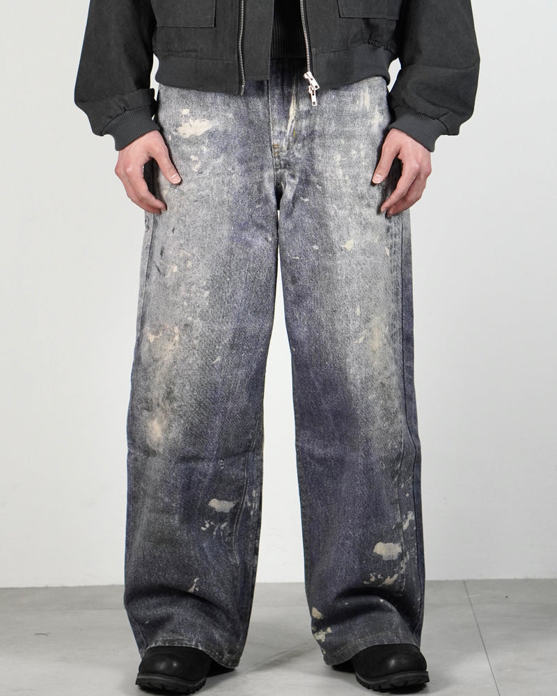 受注制【Chikashitsu +】digital print wide denim pants