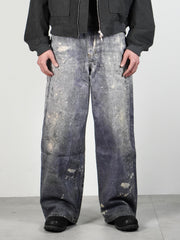 受注制【Chikashitsu +】degital print wide denim pants