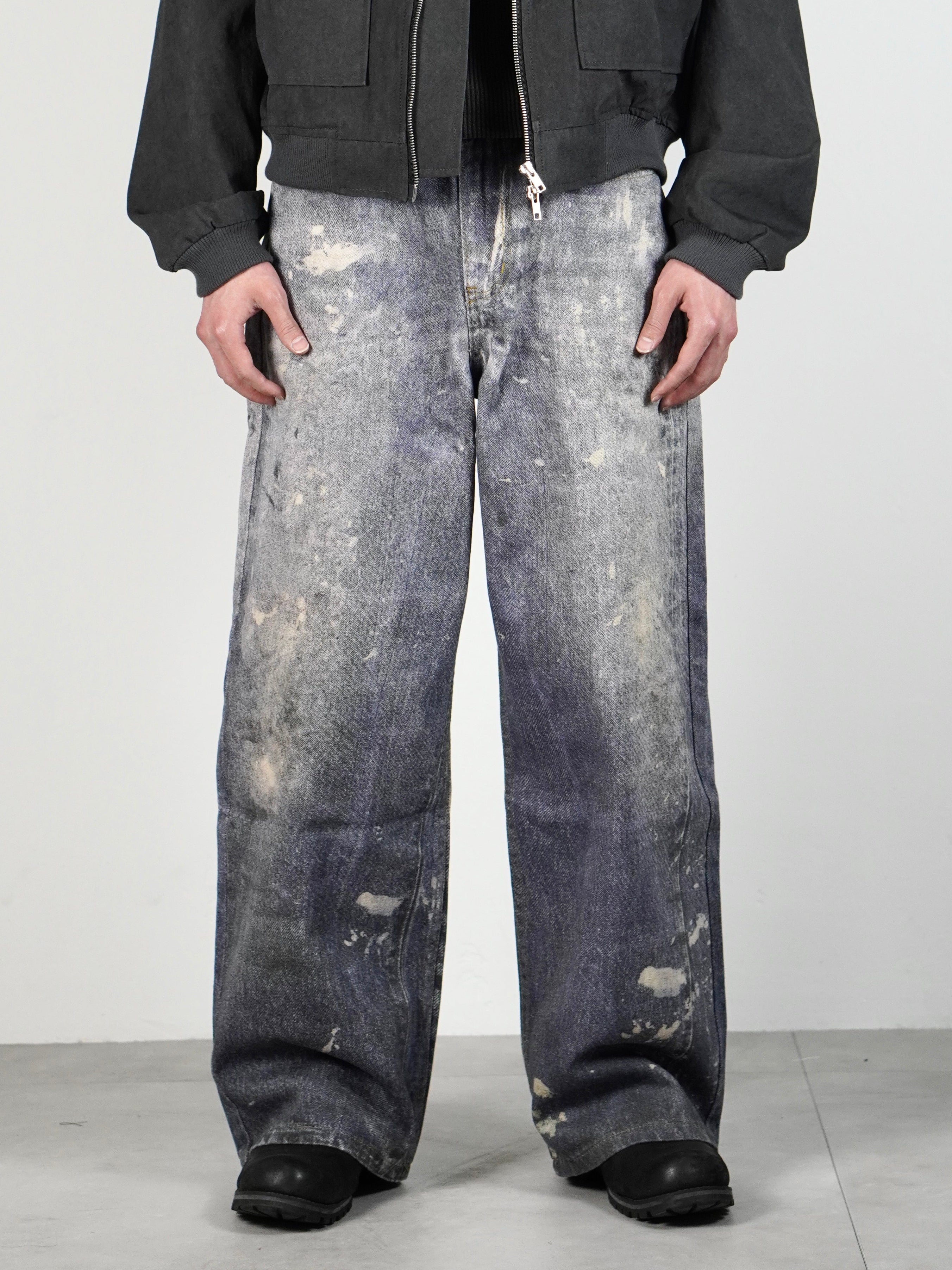4/24 20:00発売 受注制【Chikashitsu +】degital print wide denim pants