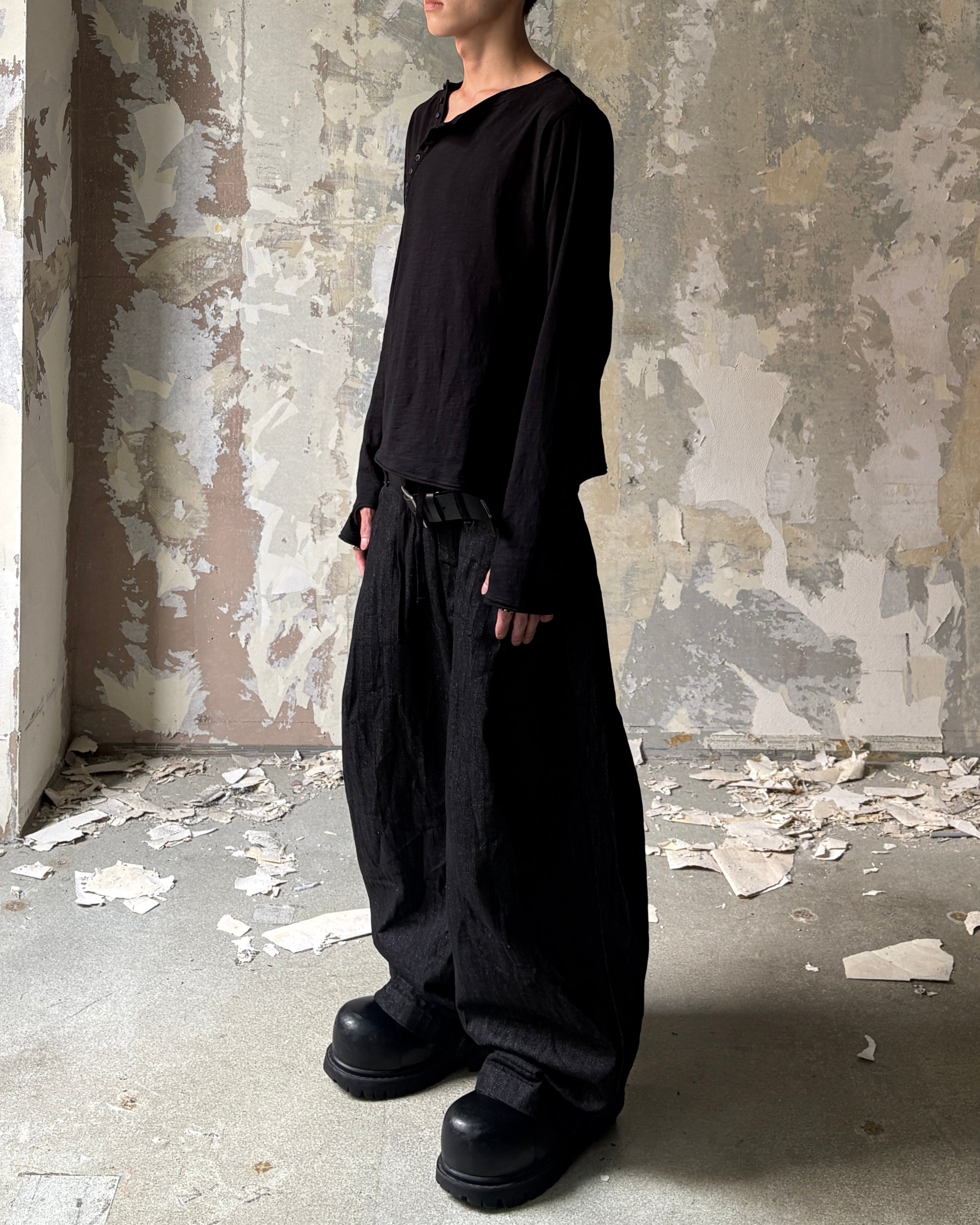 【Lee fi Ne】Offset Henley LS Tee