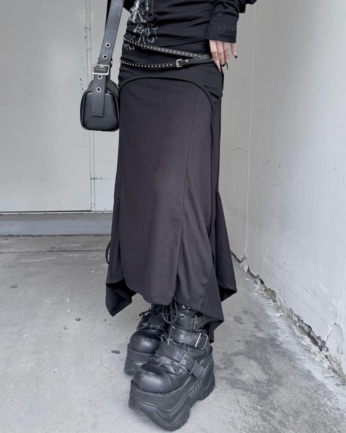 受注制【nmtc+】Curve Layered Long Skirt (2color)