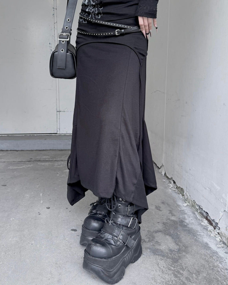 受注制【nmtc+】Curve Layered Long Skirt (2color)