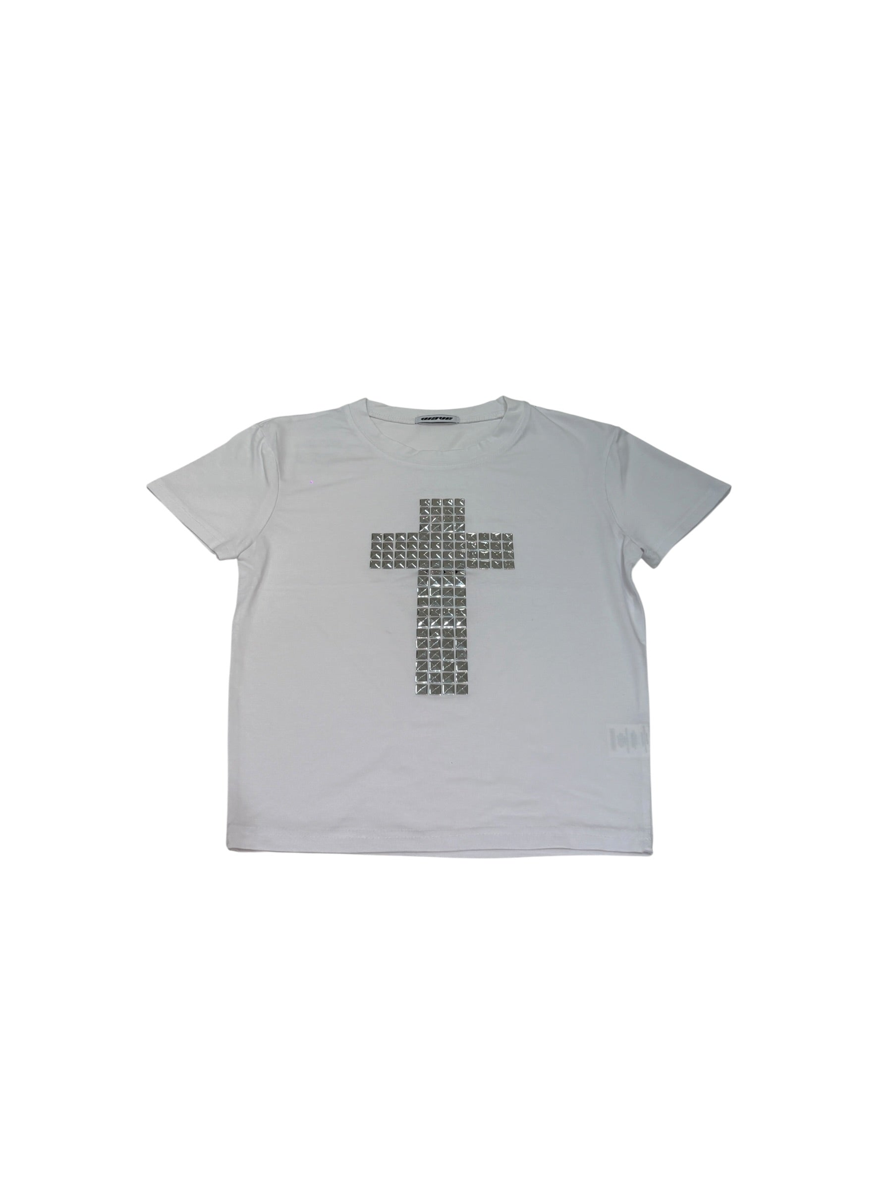 受注制【Never mind the XU】cross studs crop tee (2color)
