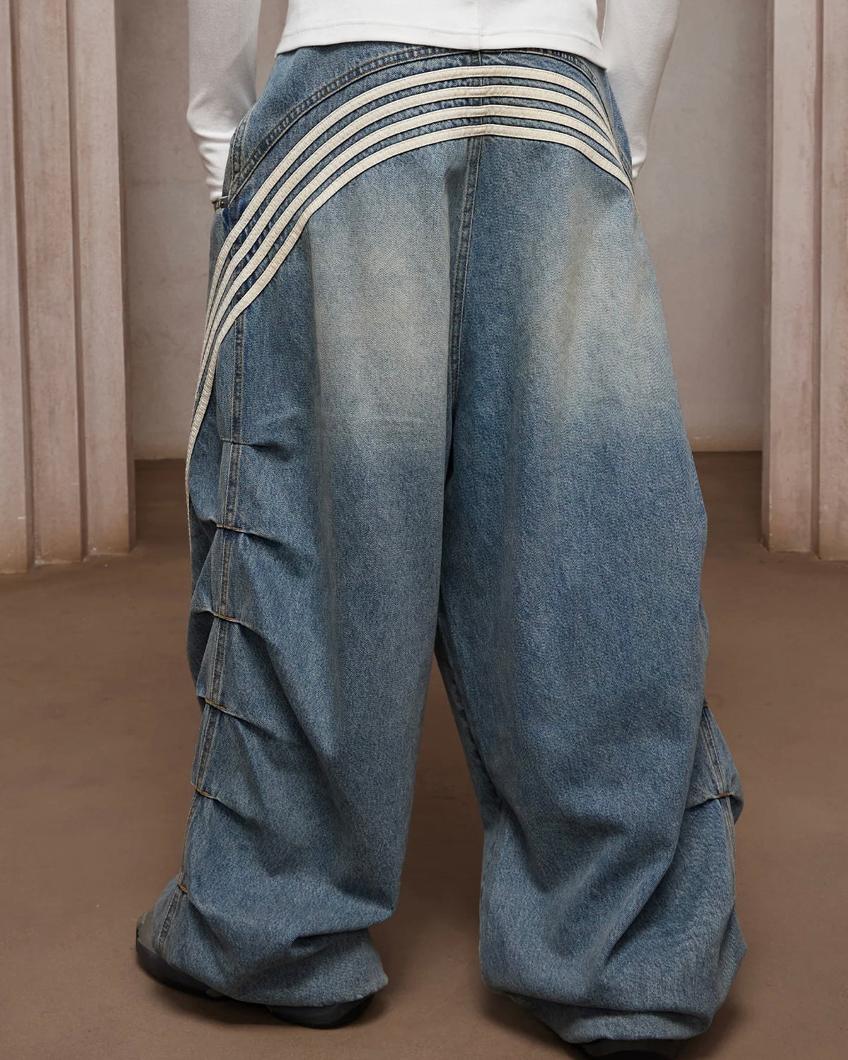 【DND4DES】Sport Pleated Washed Denim Pants