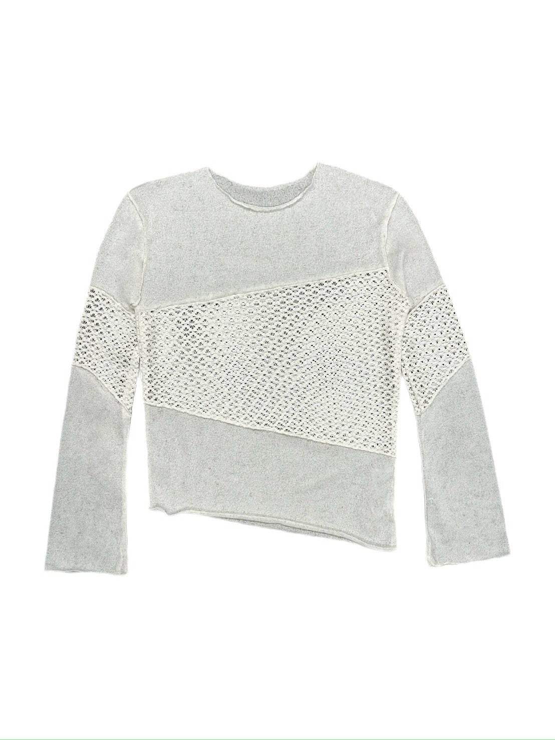 受注制【OaKS】mesh patchwork sheer knit (2color)