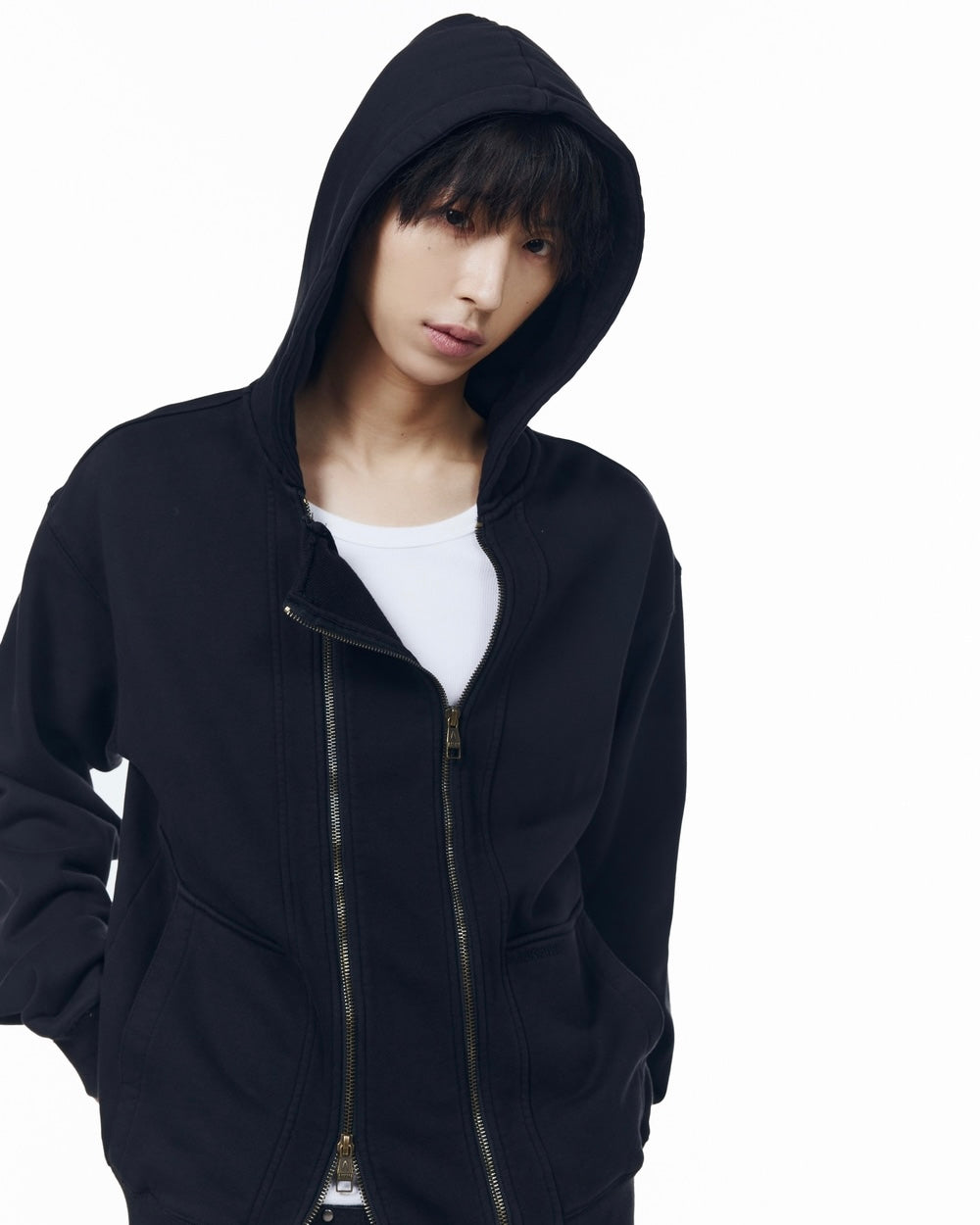 【AAKAM】Double Zippered Zip-Up Hoodie