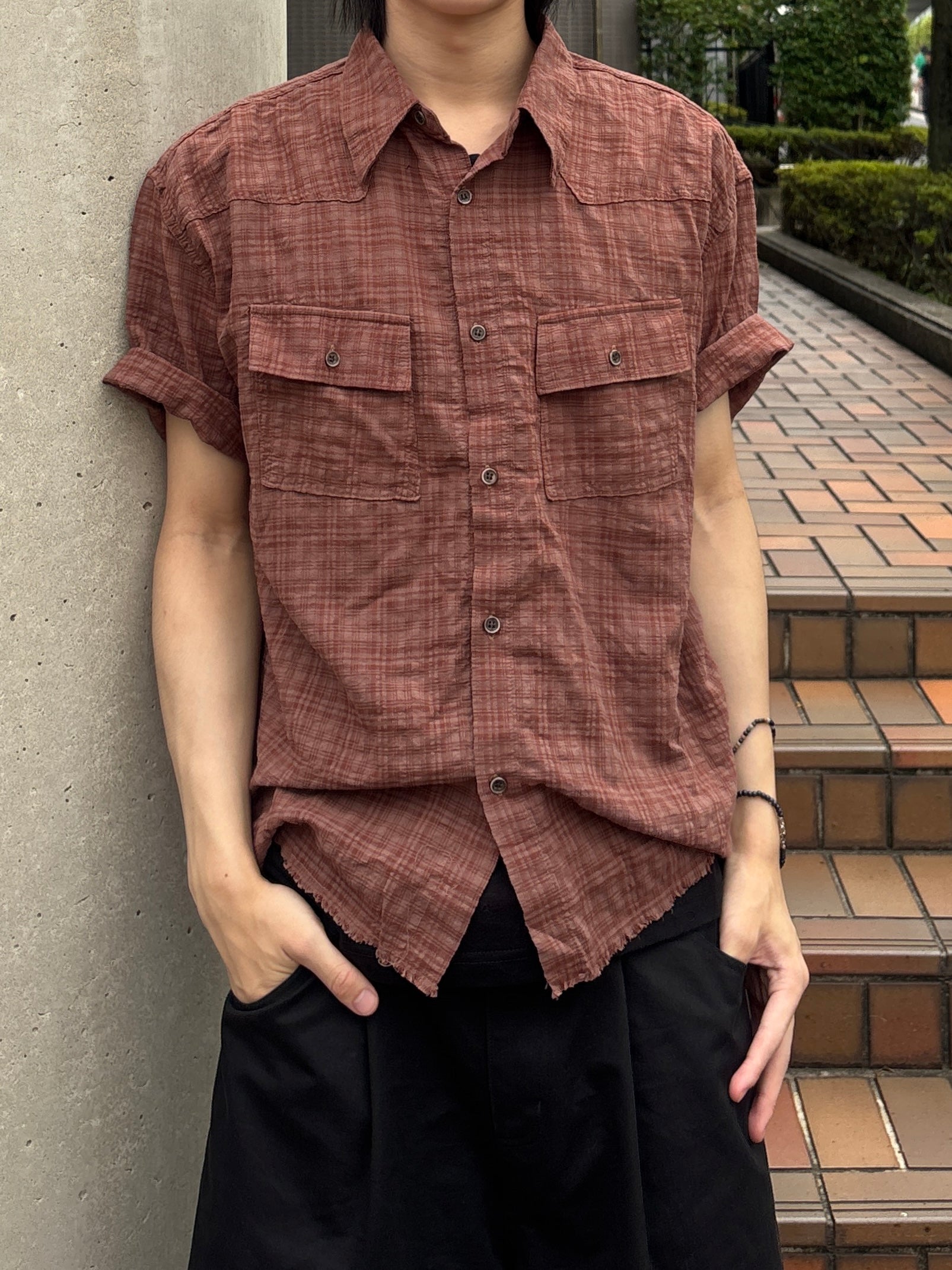 受注制【youll】Cut off half sleeve check shirt (3color)