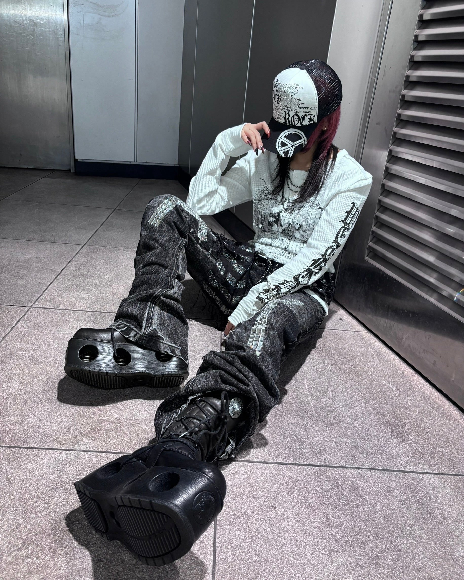 国際配送【BABY09】dark waffle long sleeve