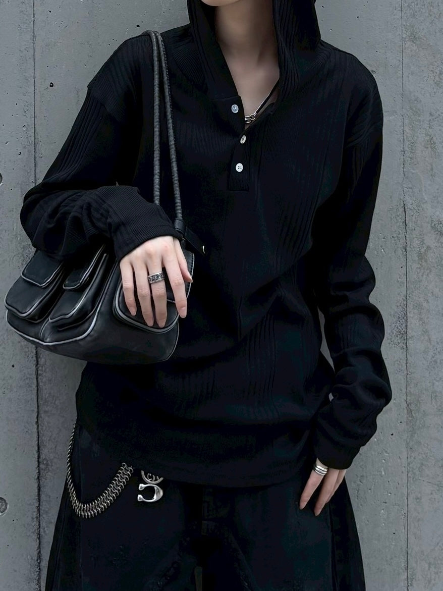 受注制【nmtc+】hooded henley neck long sleeve (3color)