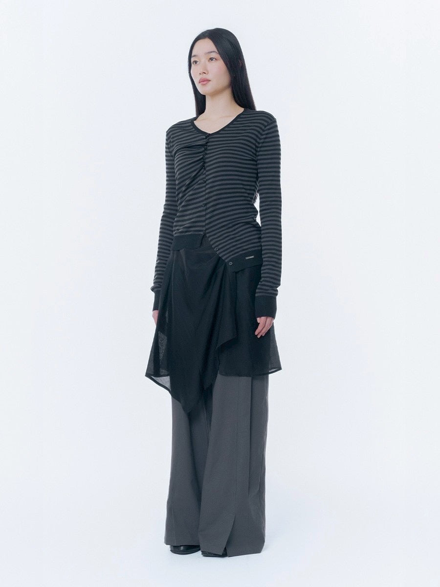 【Miseki seoul】Button layered wrap skirt