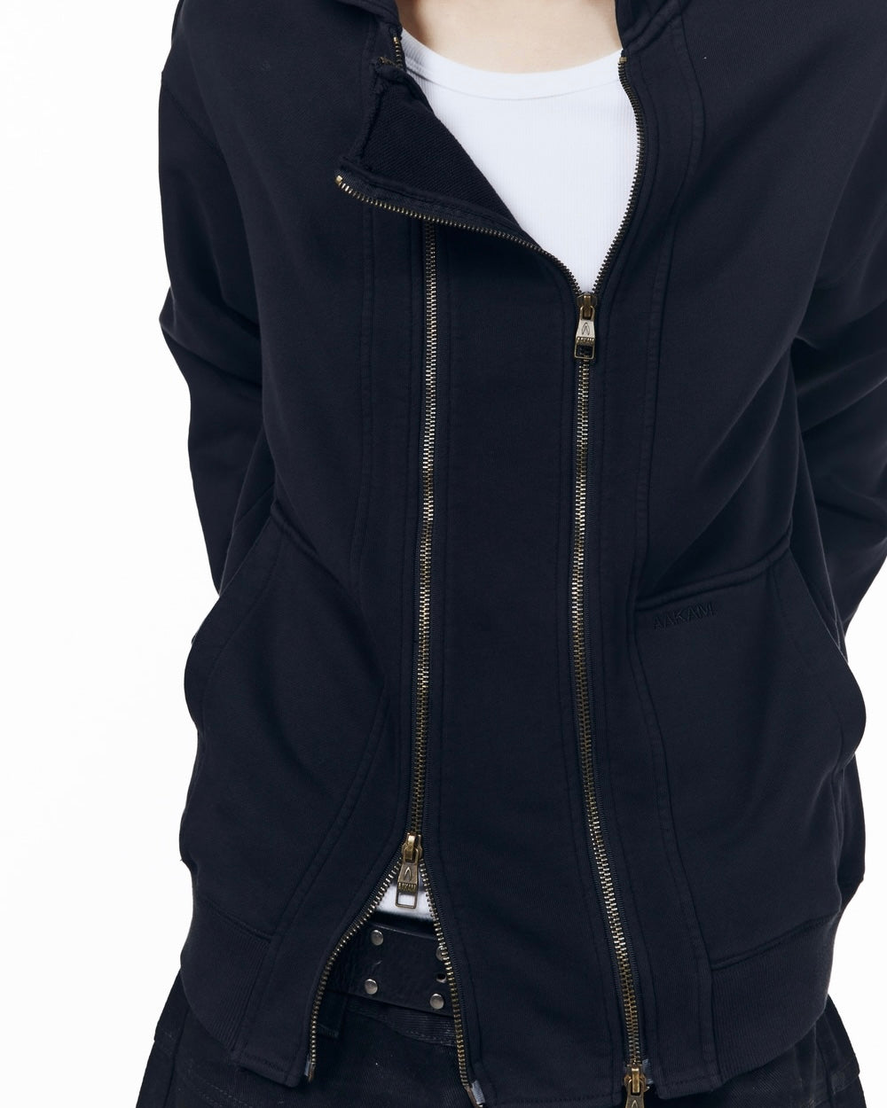 【AAKAM】Double Zippered Zip-Up Hoodie