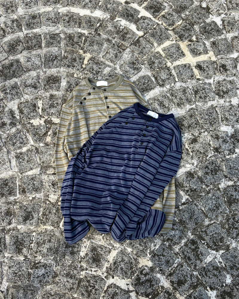 【youll】Asymmetry border henley long sleeve (3color)