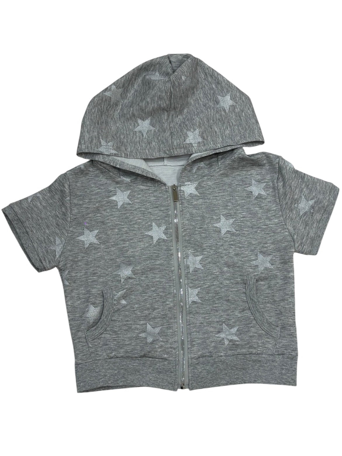 国際配送【Never mind the XU】star short sleeve zip-up hoodie