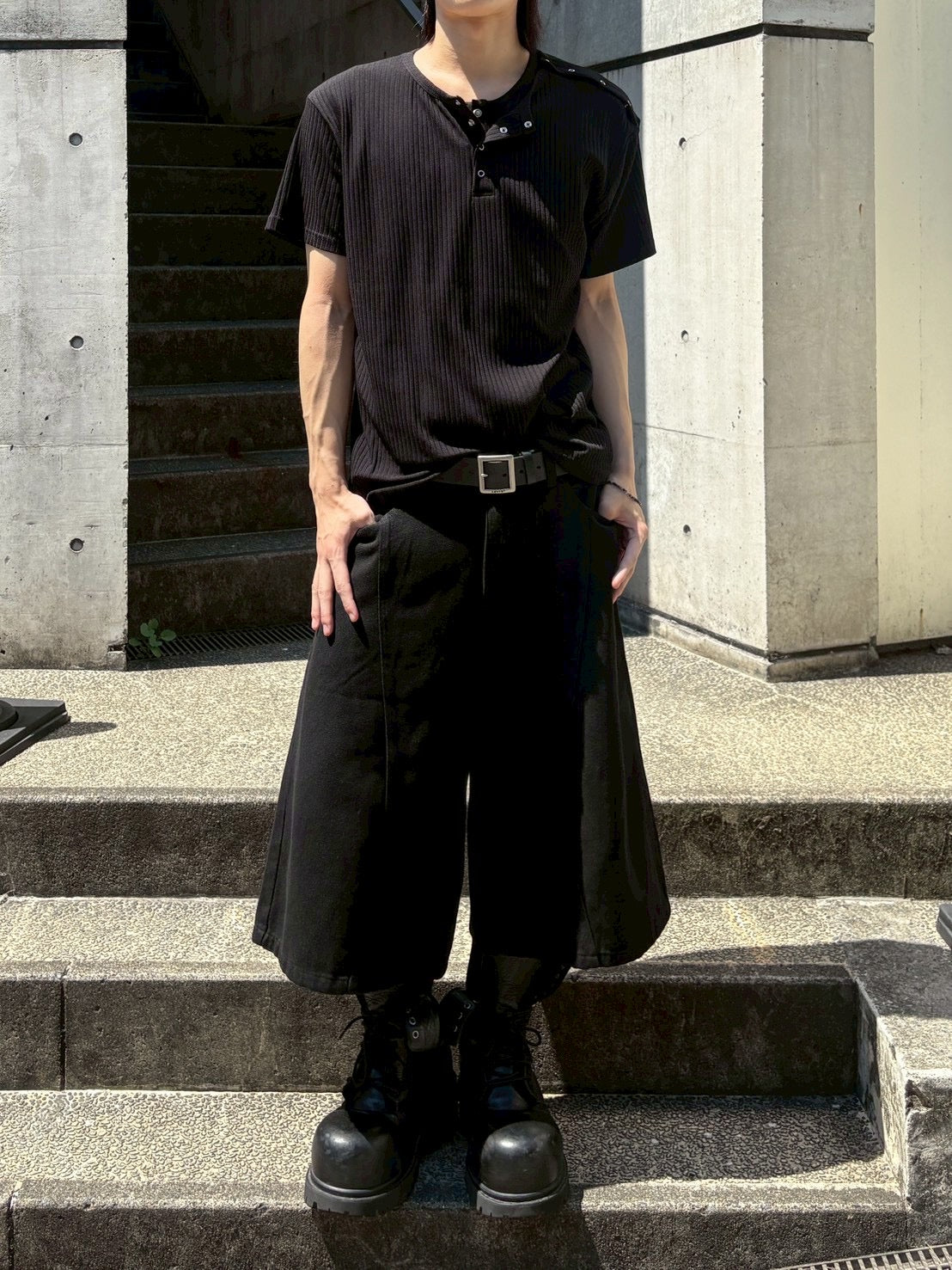 受注制【nmtc+】Shoulder Henley Eyelet Tee (3color)
