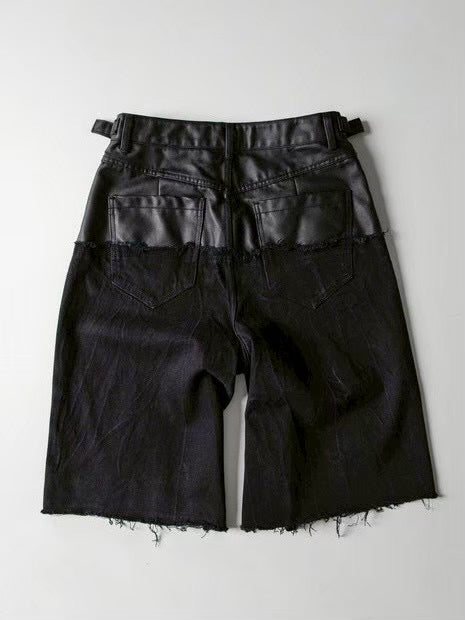 【roaringrad】Layered Carbon Bermuda Denim Pants