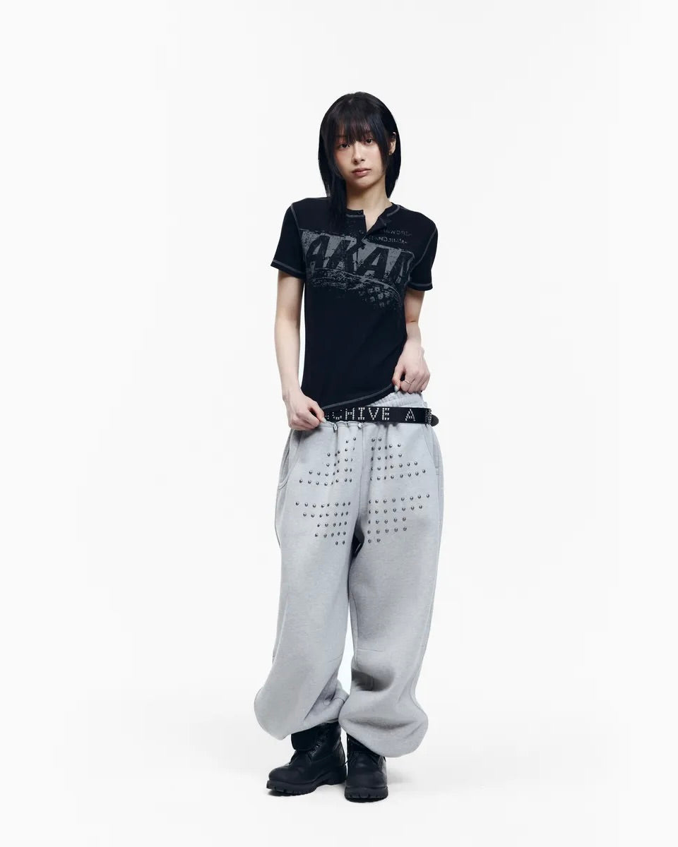 【AAKAM】Tread Henry Neck Half Top