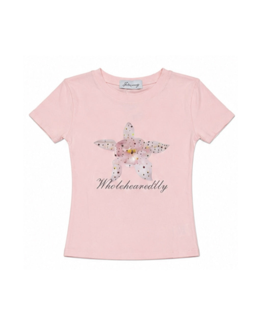 国際配送【Never mind the XU】flower rhinestone tee (3color)