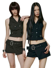 【ROCK CAKE】Double Button Halter Vest