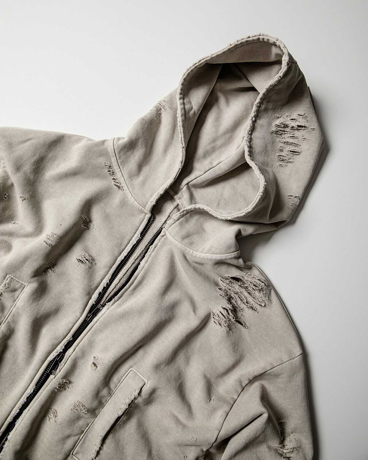 【roaringrad】Damage Crop Hoodie Jacket
