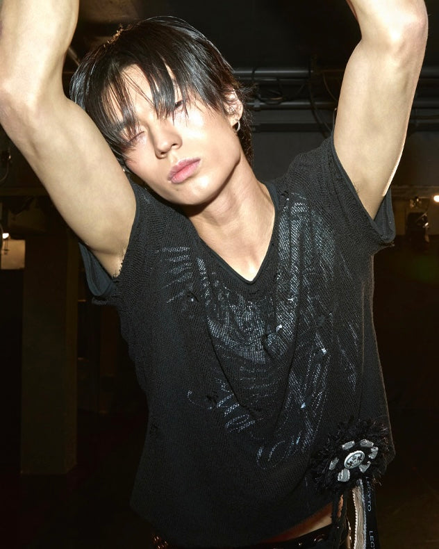【LECYTO】Veil Mesh Layered T-Shirt
