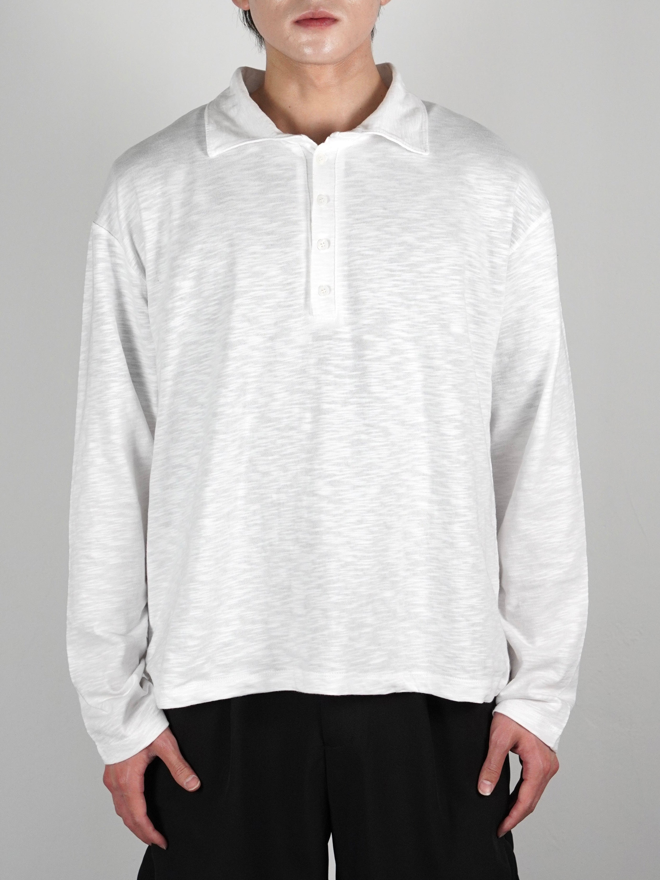 受注制【Chikashitsu +】sheer cotton polo long sleeve (3color)