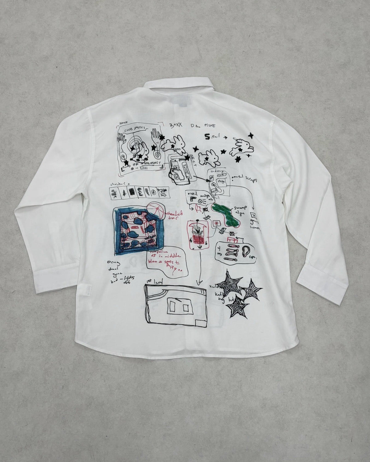 9/18 20:00 発売 国際配送【Nerd out XU】Art Print Layered Button-Up Shirt