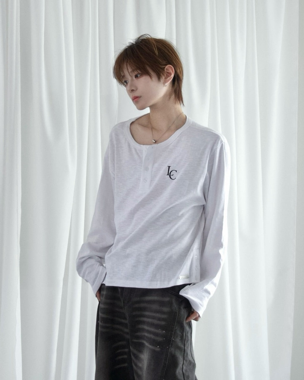 【LUV CODE】LC Button henley long sleeve tee (3color)