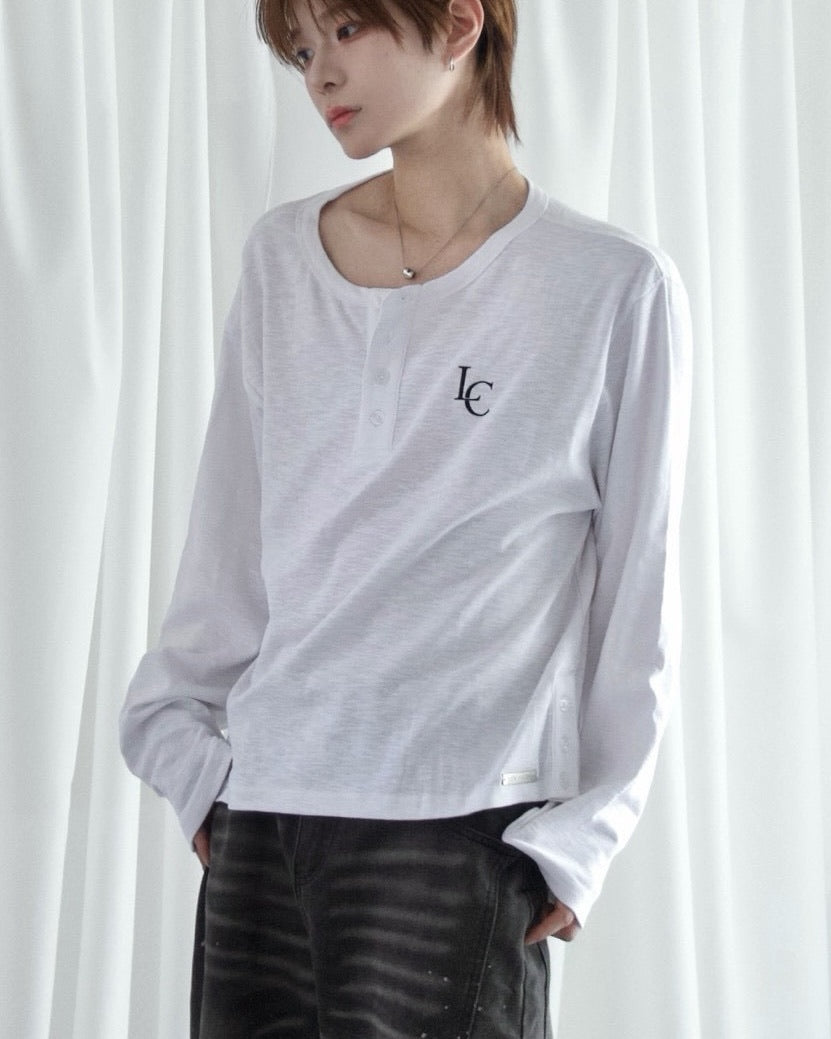 【LUV CODE】LC Button henley long sleeve tee (3color)