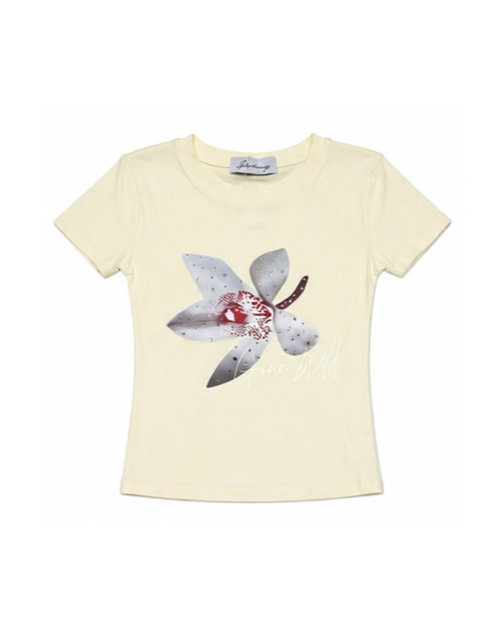 国際配送【Never mind the XU】flower rhinestone tee (3color)