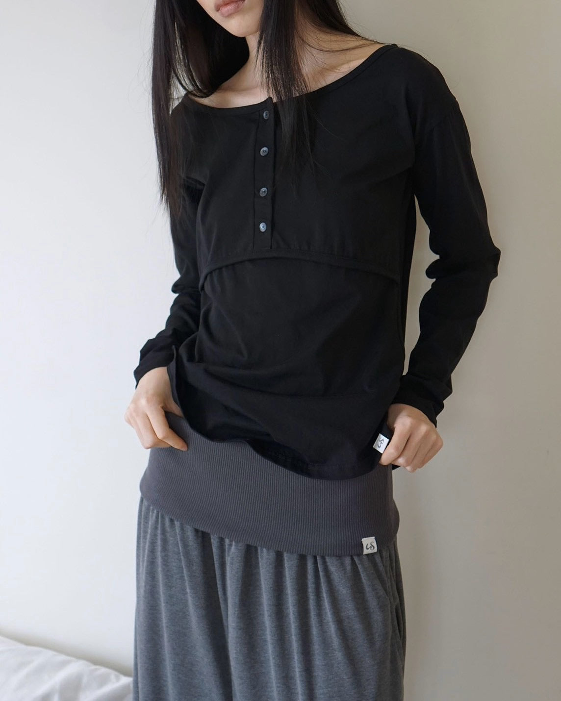 【Uglyshadow】PLACKET RIBBED T-SHIRT