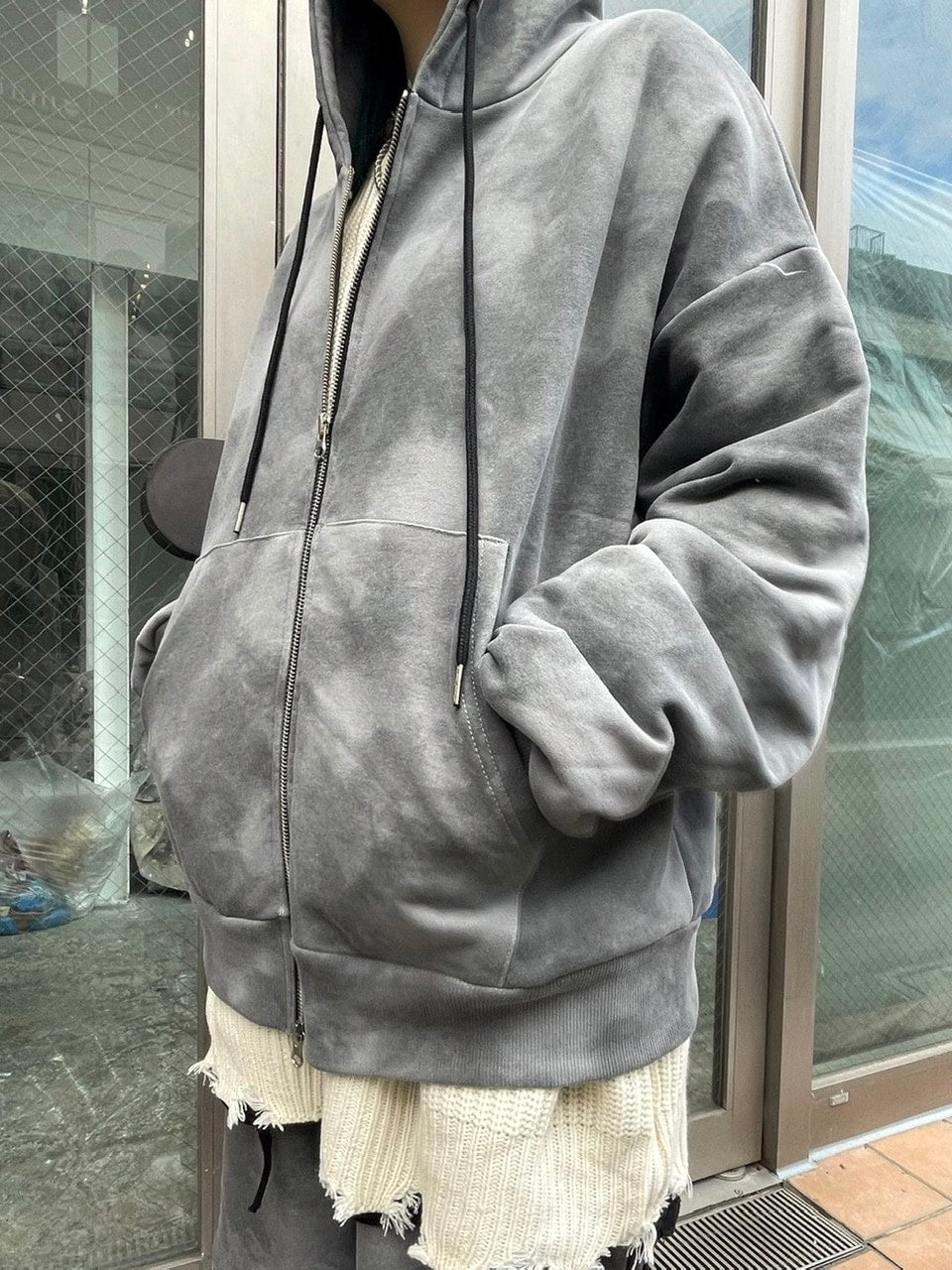 受注制【Never mind the XU】set up tie-dye zip up hoodie (2color)