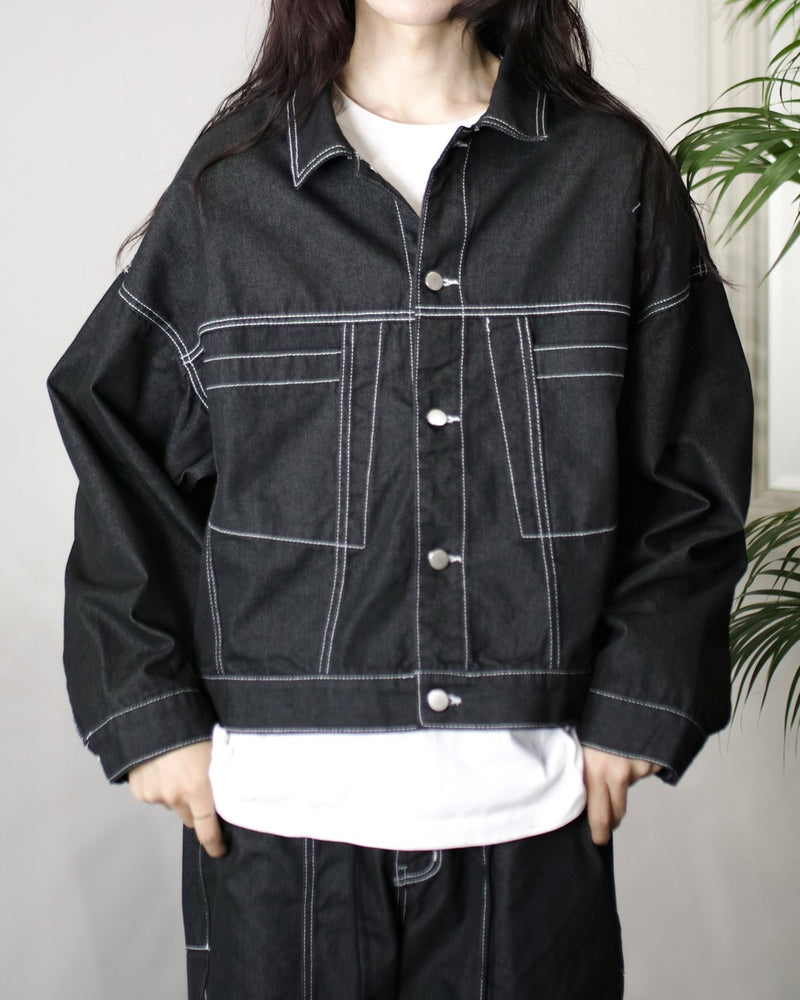 受注制【Chikashitsu +】set up stitch denim jacket