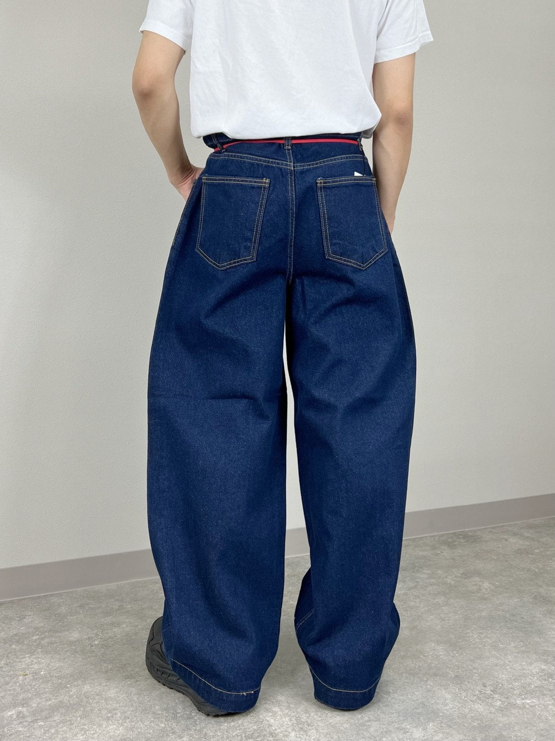 受注制【Chikashitsu +】high waist lap denim pants