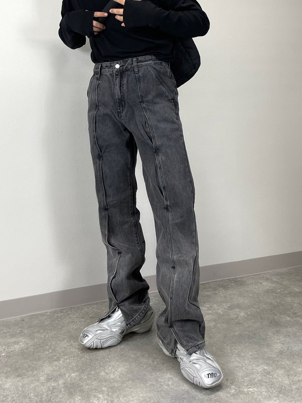 受注制【Chikashitsu +】design denim pants