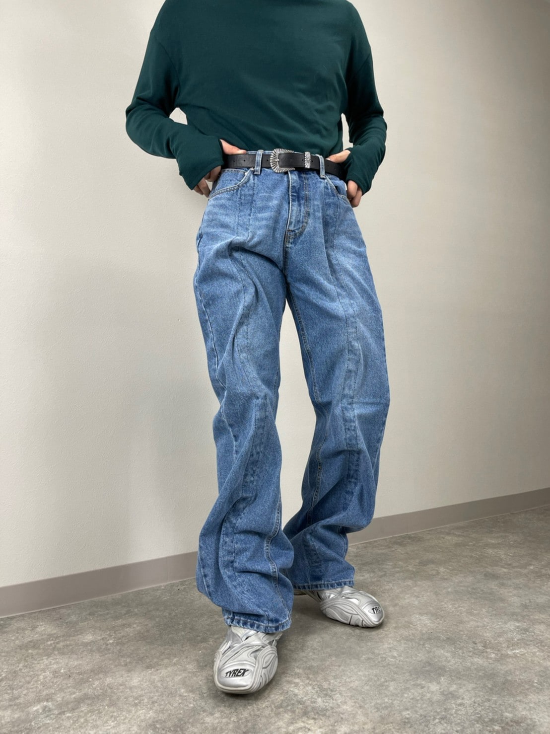 受注制【Chikashitsu +】wire design denim pants