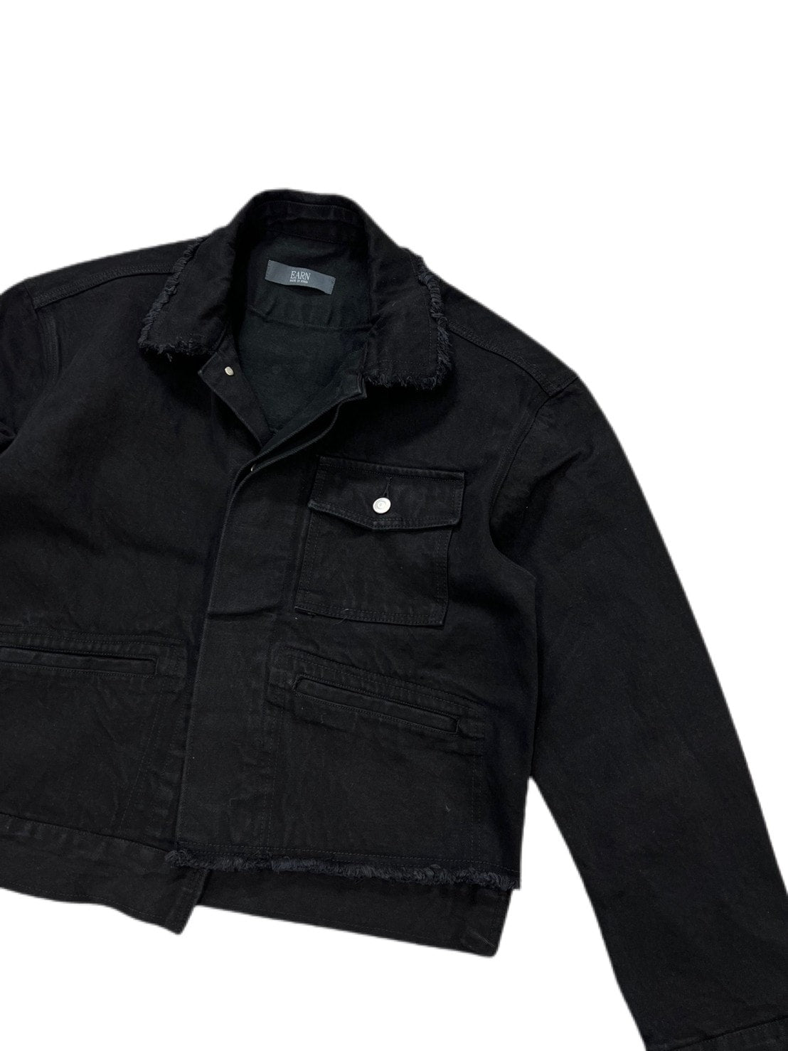 受注制【Chikashitsu +】cropped design denim jacket (2color)