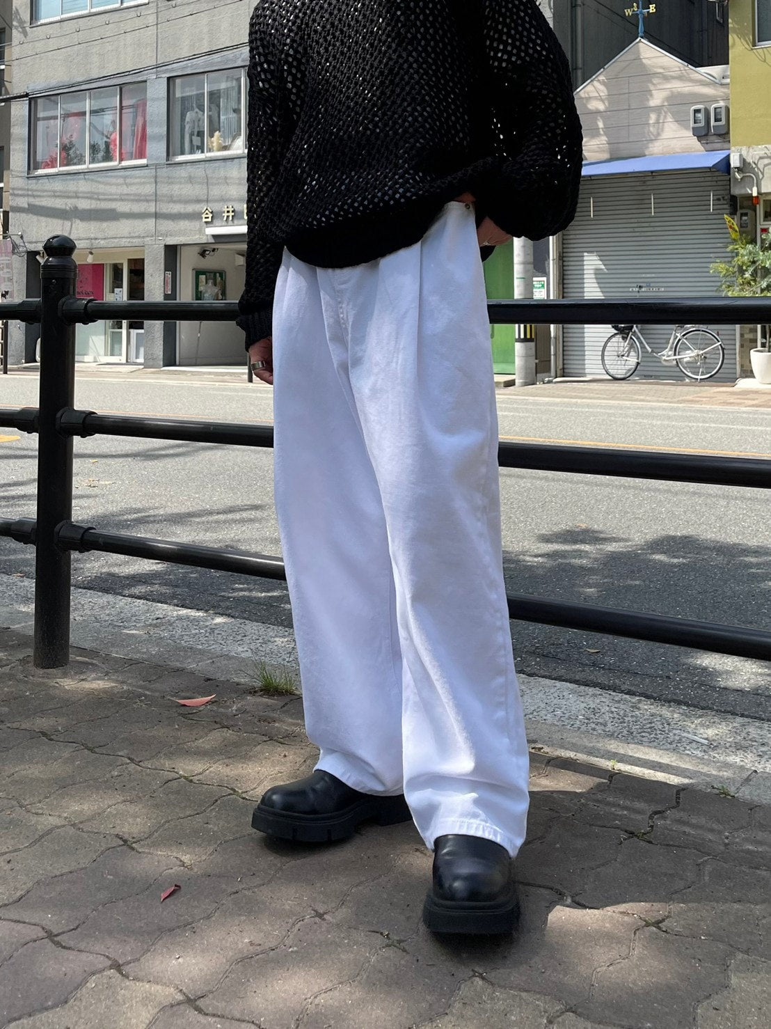 【Chikashitsu +】wide tuck denim pants (2color)