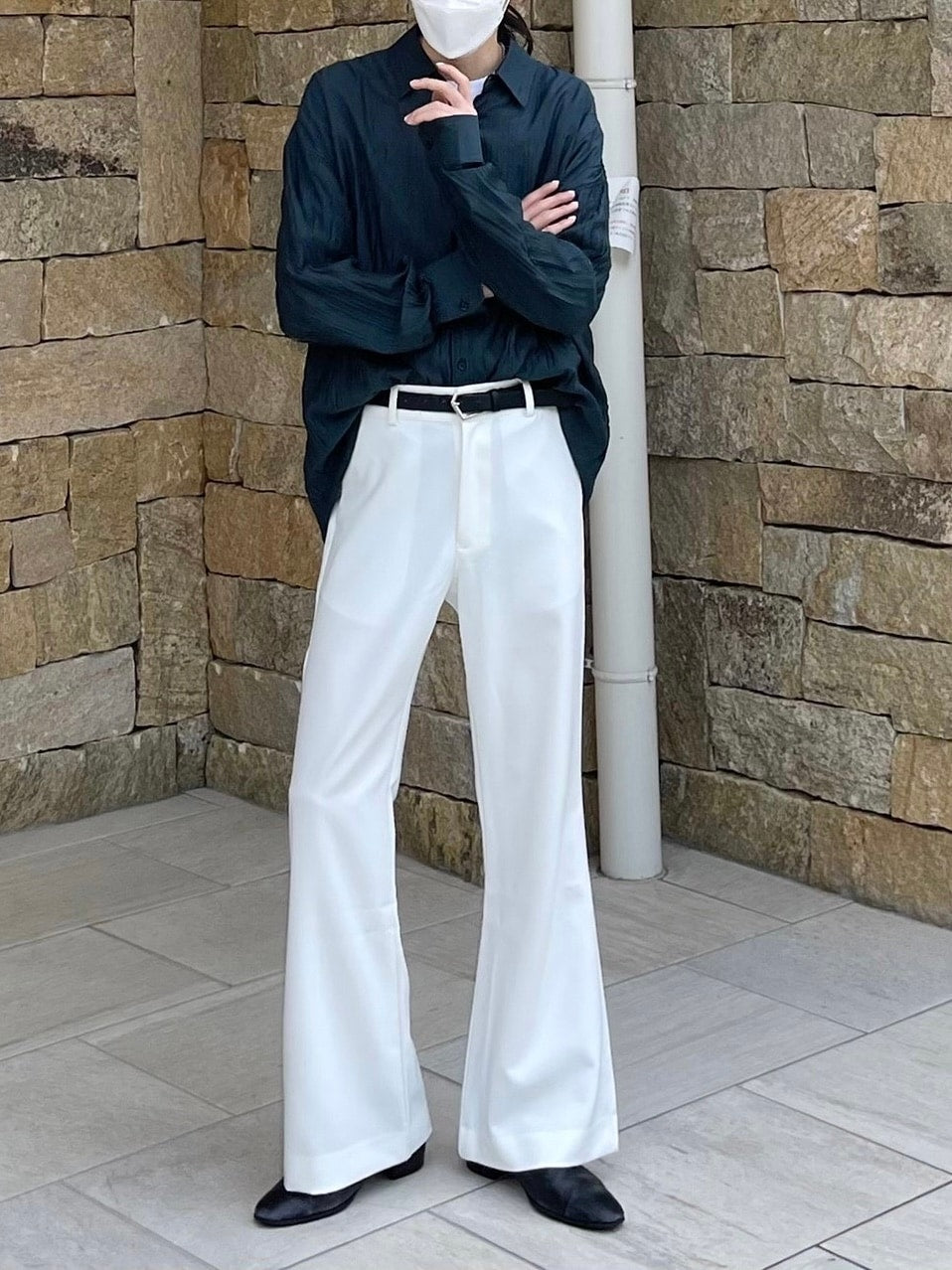 【Chikashitsu + ORIGINAL】full length flare slacks (2color)