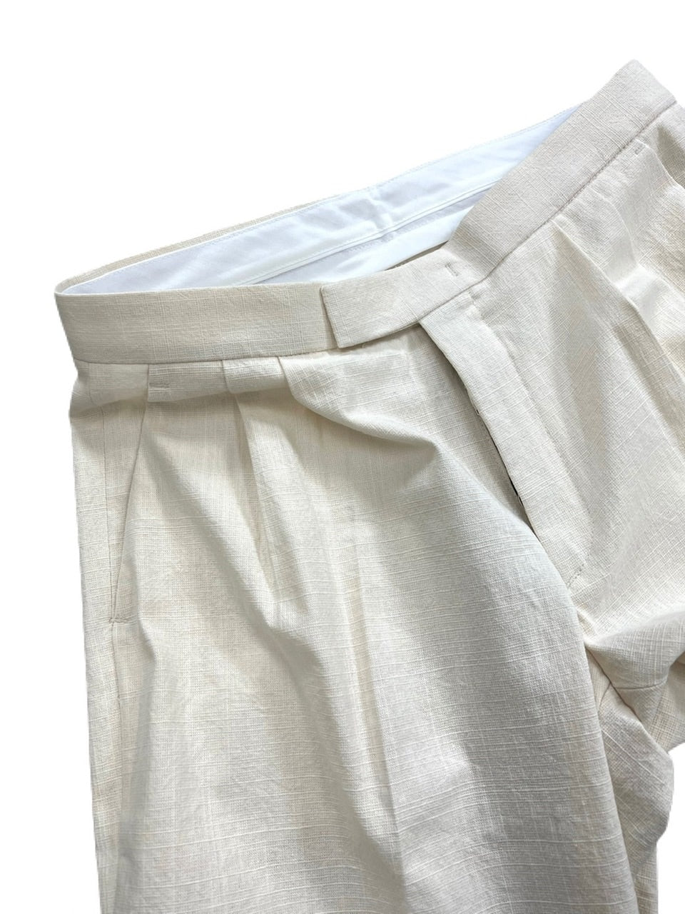 受注制【Chikashitsu +】set up linen slacks (2color)