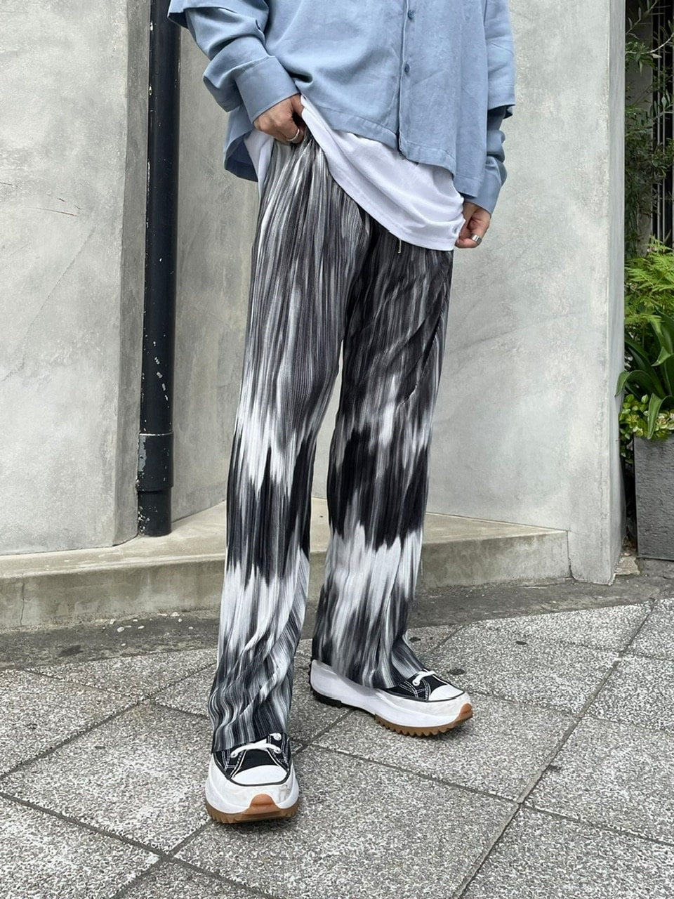 受注制【Chikashitsu +】pattern pleats pants (2color)