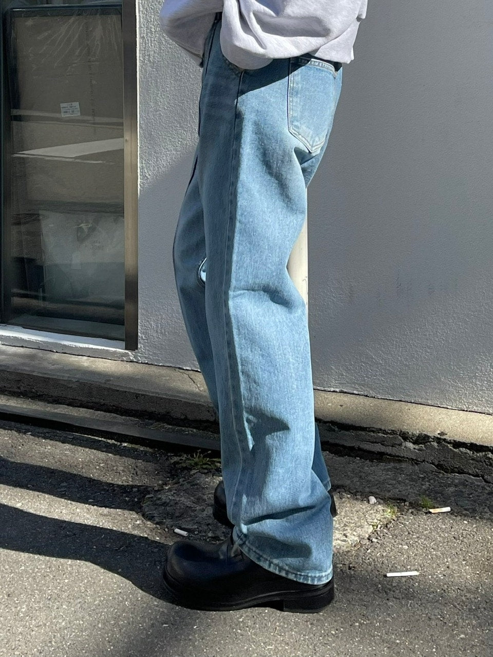 受注制【Chikashitsu +】center press denim pants 2
