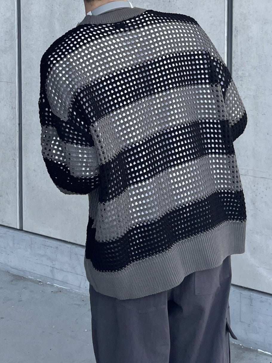受注制【youll】mesh border knit (2color)