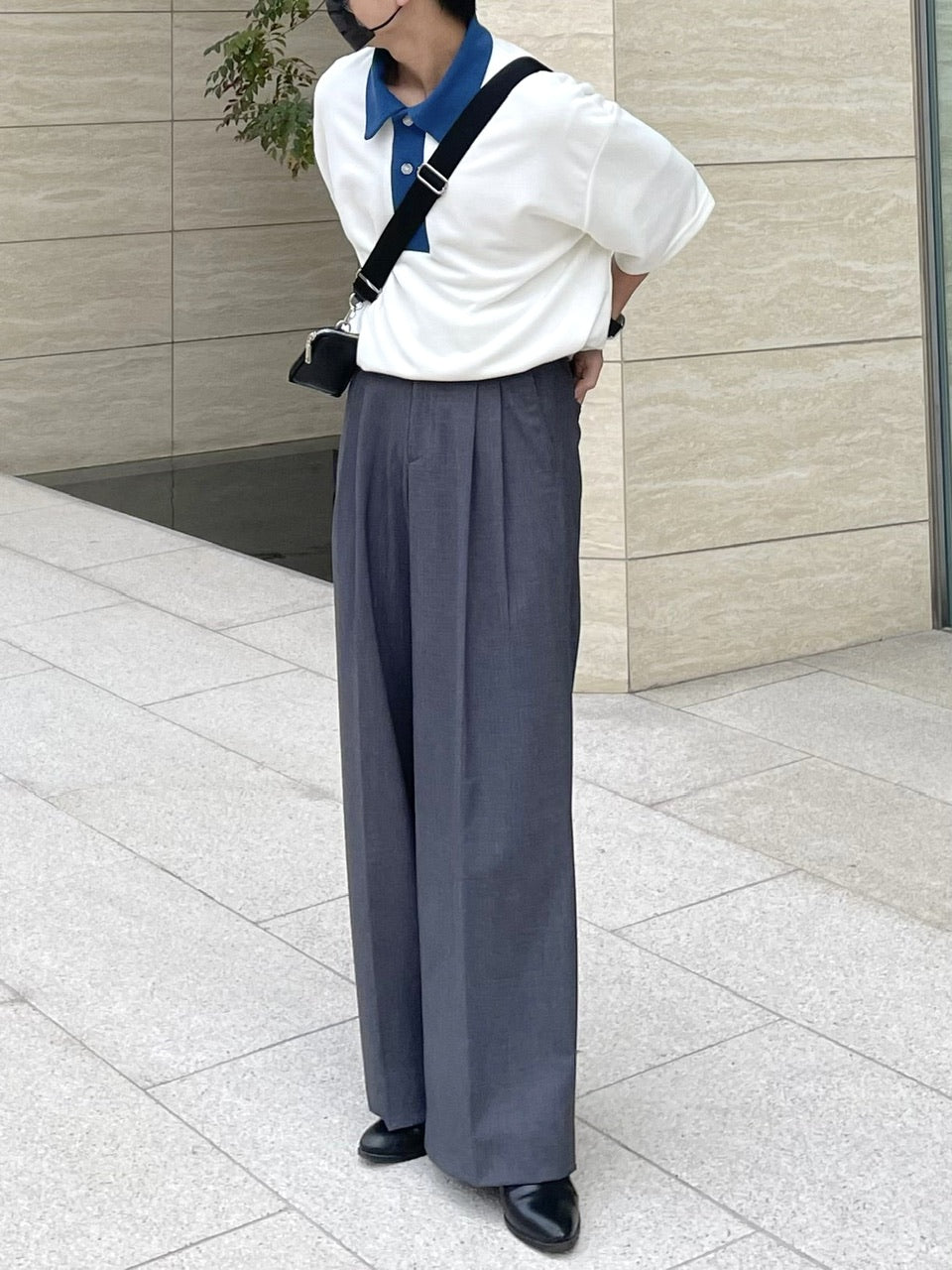 受注制【RENOL】bi-color collar tee (2color)