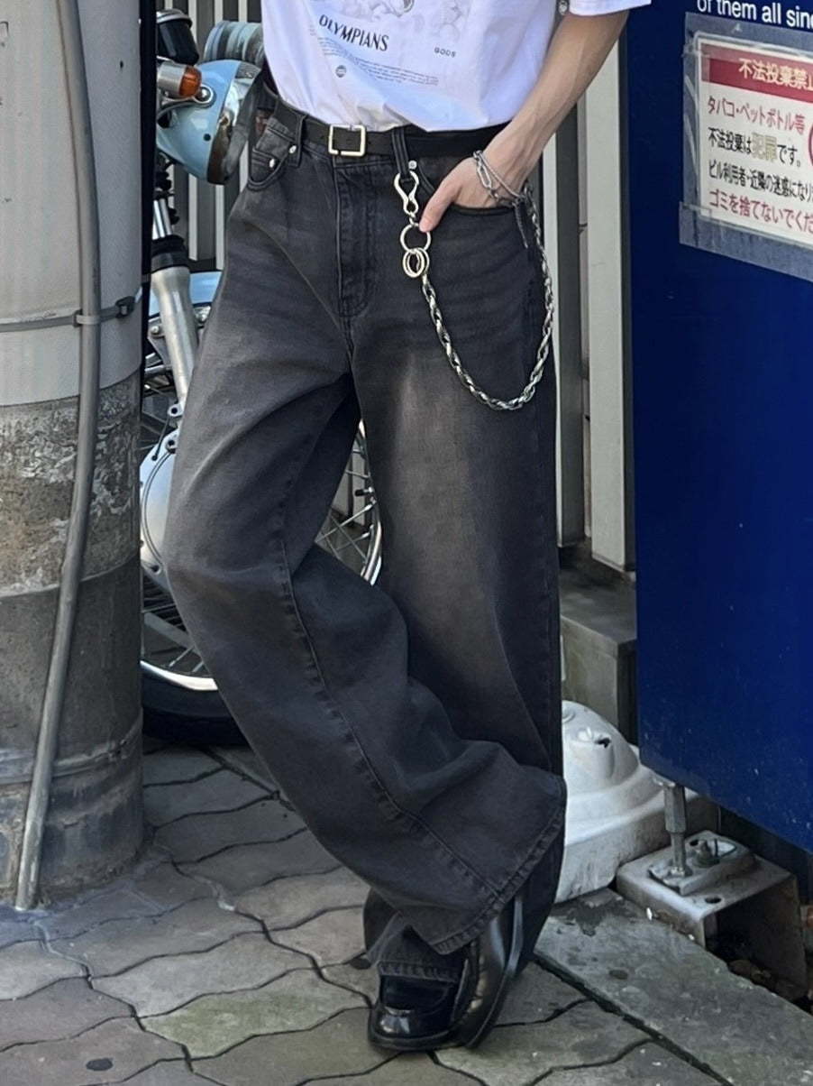 大阪店WEB限定受注制【Chikashitsu +】vintage color wash wide denim pants (3color)