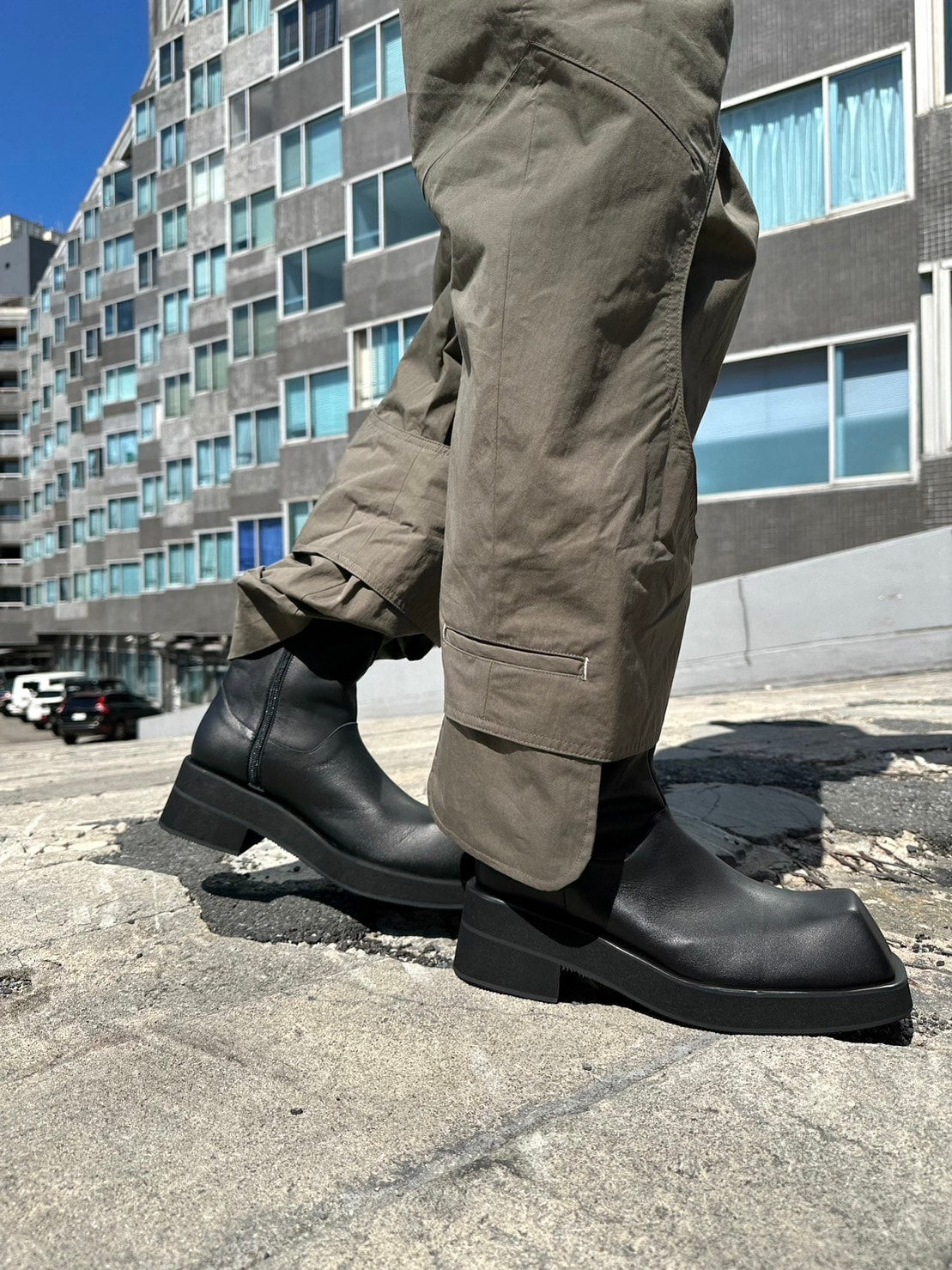受注制【Chikashitsu +】square toe side zip boots