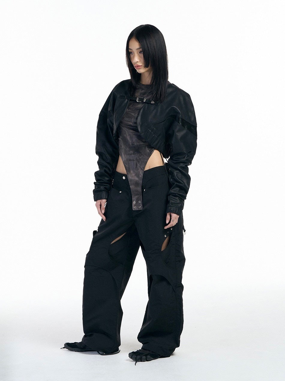 【SETUP‐EXE】Matte Leather bolero buckle Jacket