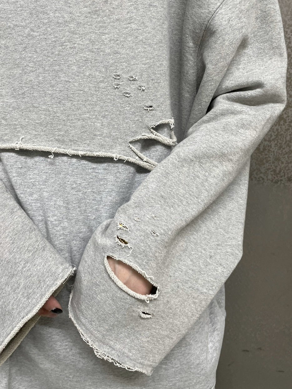 受注制【Never mind the XU】layered damage hoodie (2color)